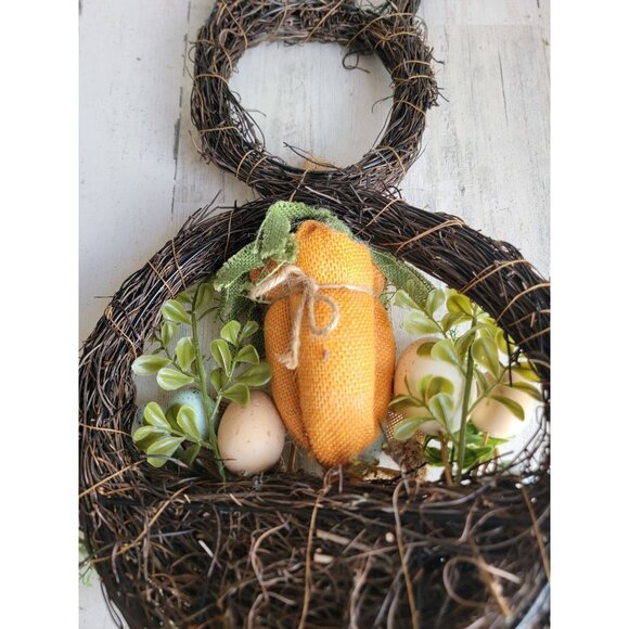 Easter Bunny shaped wreath unique hanging home decor egg spring - Picture 6 of 6